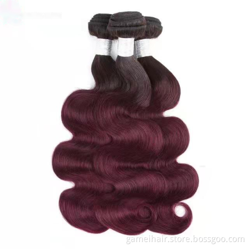 Wholesale Cuticle Aligned Hair Body Wave #99J Wine Colored Weave Hair Bundles